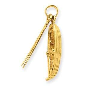  14k Gold Polished 3 Dimensional Rowboat Pendant Jewelry