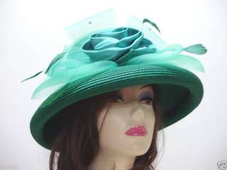Kentucky Derby Race Hat GREEN Dress Church Easter Hats  