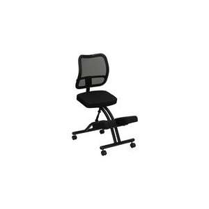  Black Ergonomic Kneeling Office Chair with Black Mesh Back 