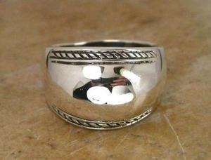 WIDE STERLING SILVER BALI HIGH POLISH DOME RING size 8  