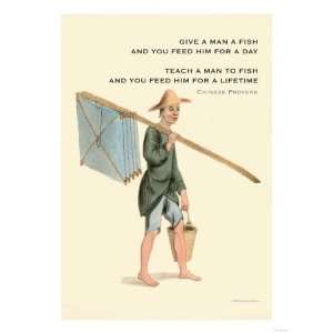  Give a Man a Fish Giclee Poster Print, 12x16