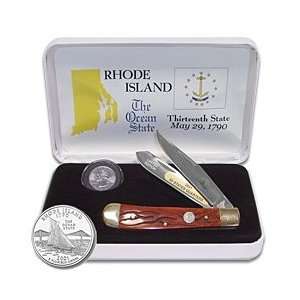  U.S. Mint Quarter Rhode Island State Coin and Knife Set 