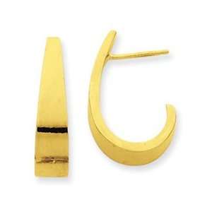  14k Yellow Gold Med. Polished J Hoop Earrings Jewelry