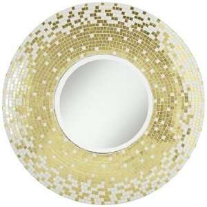  Ivory and Gold Mosaic 32 Round Wall Mirror