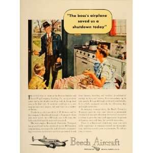 1947 Ad Beechcraft Airplane Bowers Battery & Spark Plug   Original 