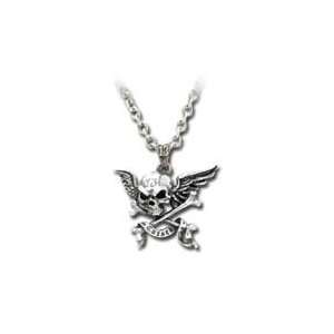  Cursed Winged Skull and Cross Bones Necklace Jewelry