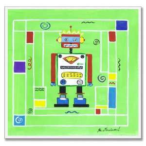  The Kids Room Robot Man with Green Background Square Wall 