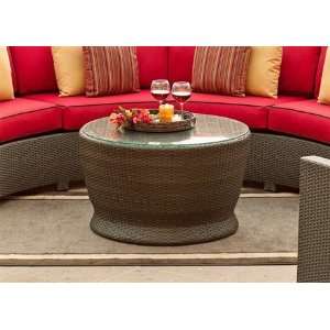  Cancun Wicker 32 Round Glass Patio Chat Table Patio, Lawn & Garden