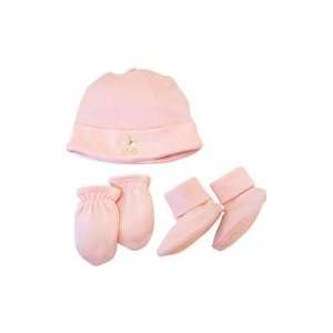    Piccolo Bambino Organic Hat Set with Mittens & Booties   Pink Baby