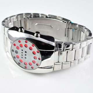 New Stainless steel Magic Red Light Display Watch Digital LED 