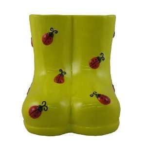   31387 5 Inch Tall Ceramic Lady Bug Boot Planter Patio, Lawn & Garden