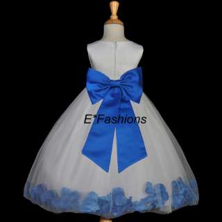 WHITE ROYAL BLUE FLOWER GIRL DRESS 12M 2 4 6 6X 8 9 10  