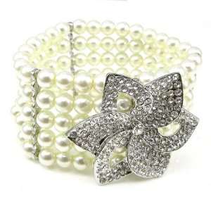 Perfect Gift   High Quality Fancy Fashion Pearl Bracelet with Silver 