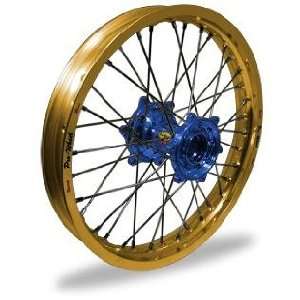 Pro Wheel MX Rear Wheel Set   19x2.15   Gold Rim/Blue Hub 24 22034 HUB 