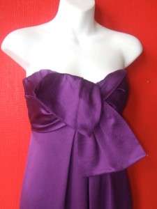 NICOLE MILLER purple strapless SILK gown   formal full length dress $ 