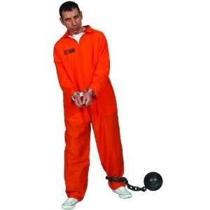 Convict Prisoner Overalls Boiler Suit Orange Mens Fancy Dress Costume 