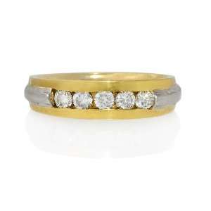   Mens Diamond Platinum and 18k Yellow Gold Wedding Band Ring Jewelry