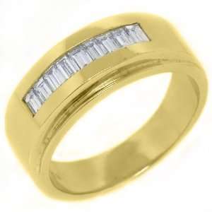   Gold Mens Baguette Cut Channel Set Diamond Ring .67 Carats Jewelry