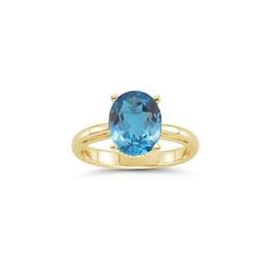  3.97 Cts Swiss Blue Topaz Solitaire Ring in 18K Yellow 