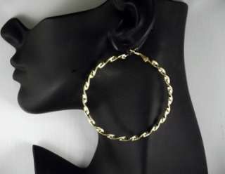 Twisted hoop earrings 3 size options 5, 6 or 7cm, gold tone or silver 