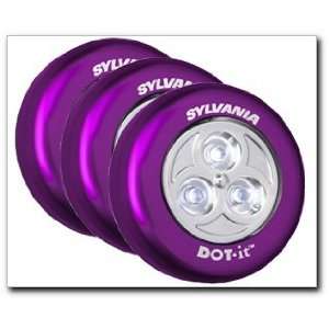 Sylvania Dot It Self Adhesive Bright White LED Light, Purple, 3 PACK 
