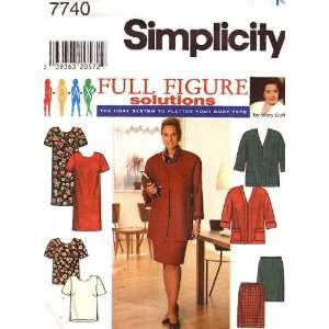  Sewing Pattern 7740 Womens Plus Dress or Top, Skirt & Jacket, Size 