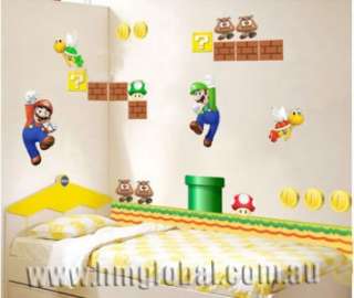 New Super Mario Bros Kids Removable Wall Sticker, total 27 stickers in 