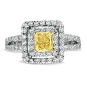  1.35ct tw Natural Fancy Yellow Diamond Fashion Engagement Ring 