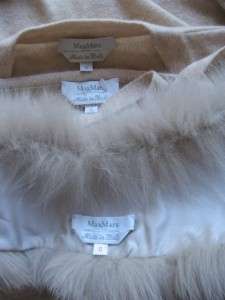 MAXMARA Beige Wool/Cashmere Cardigan, Camisole & Fox Fur Collar Size 