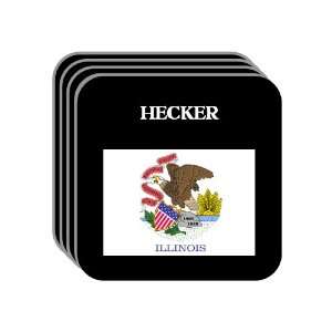 US State Flag   HECKER, Illinois (IL) Set of 4 Mini Mousepad Coasters