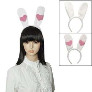  Amico Rabbit Ears with Hearts Design Headband White 