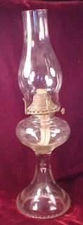 EAPG Antique MELON RIBBED GLASS OIL KEROSENE LAMP Pedestal Pretty 