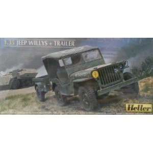  HELLER   1/35 Jeep Willys w/Trailer (Plastic Models) Toys 