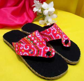 Womens Size 6 10 Hmong Pink Embroidered Sandals Shoes  