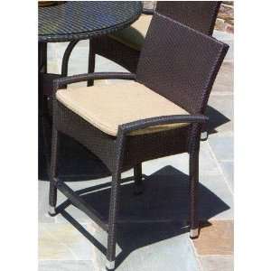  Vento High Wicker Dining Arm Chair With Cushion Patio 