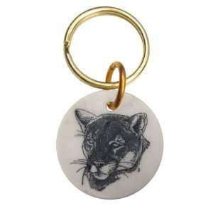   Montana Marble Etched Key Chain Mountain Lion Cougar