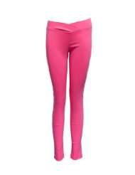 ladies fuchsia pink v waist stretch pants