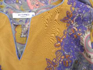 100% AUTHENTIC ETRO 100% silk gorgeous tunic blouse, with pailettes 
