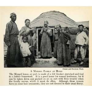 1937 Print Asia Mongolia Mongol Family Home Yurt Hut Costume Nomad 