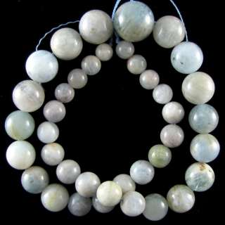 Natural aquamarine round beads. This strand is 16 long, about 8 16mm 