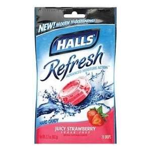 Halls Refresh Sugar Free Mouth Moistening Drops Juicy Strawberry 12X20