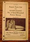 Massey Harris No. 4 Mower Parts Catalog manual book mh