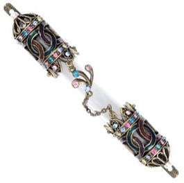 Unique Glass & Metal Mezuzah case Jeweled with Crystals  