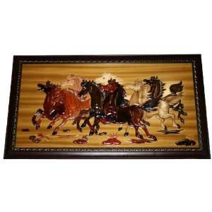  Wooden Horse Picture with Frame