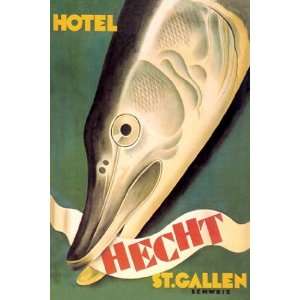  Hotel Hecht, St. Gallen   Poster by Charles Kuhn (12x18 