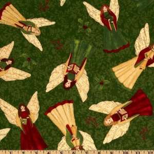  44 Wide Choir Of Angels Allover Green Fabric By The Yard 