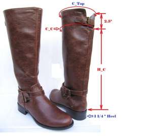   Comfort Equestrian Mid Calf Casual Imit Leather Riding Boots  
