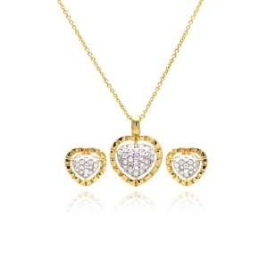   Free Sterling Silver Pendant & Earring Sets Heart CZ Set Jewelry