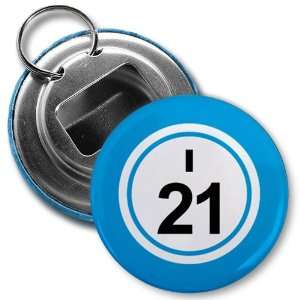 Creative Clam Bingo Ball I21 Twenty one Blue 2.25 Inch Button Style 