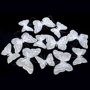  World Buyers White with Silver Glitter Butterfly Garland 